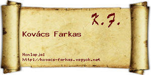 Kovács Farkas névjegykártya
